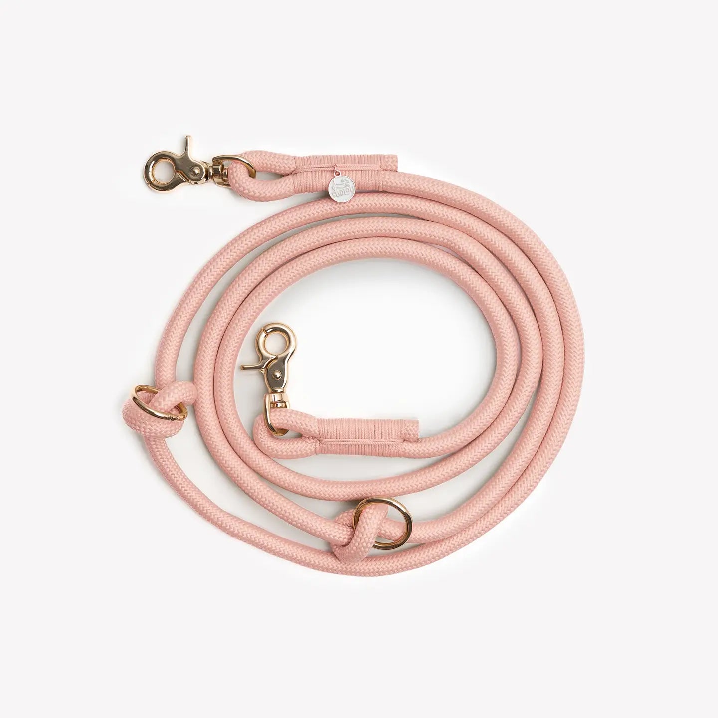 Laisse en corde tressée multi-positions - Rose poudré