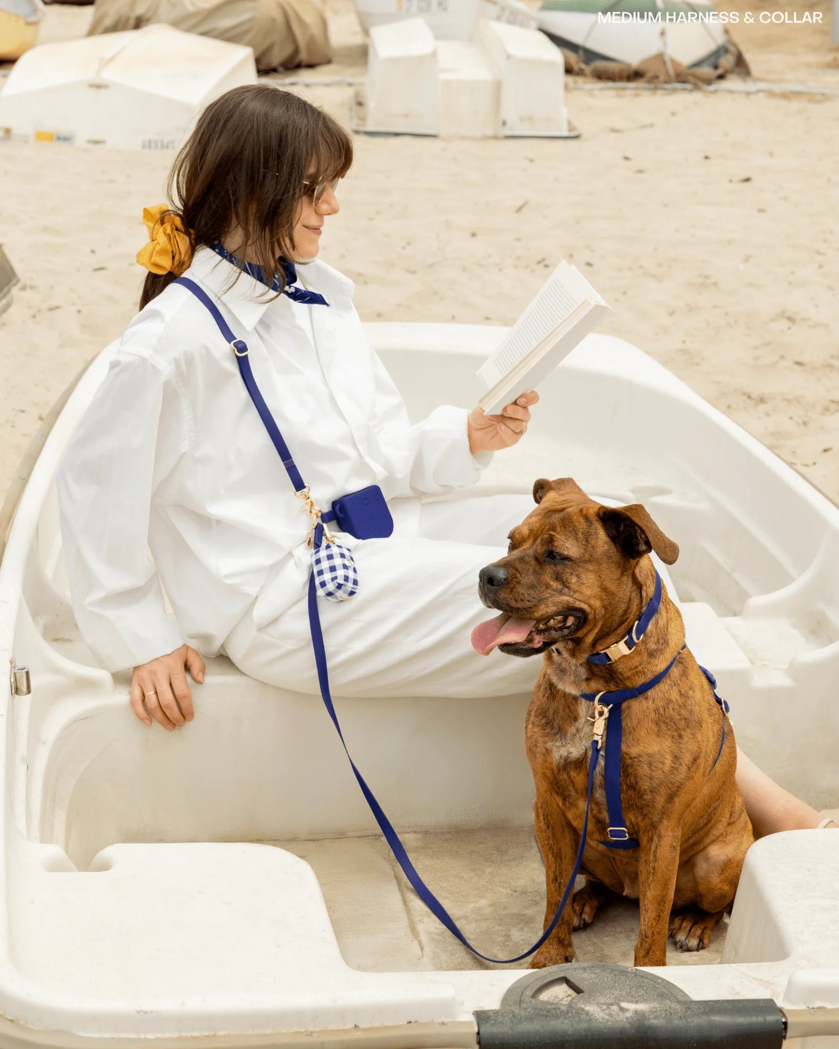 Laisse 4-en-1 mains libres waterproof - Bleu marine