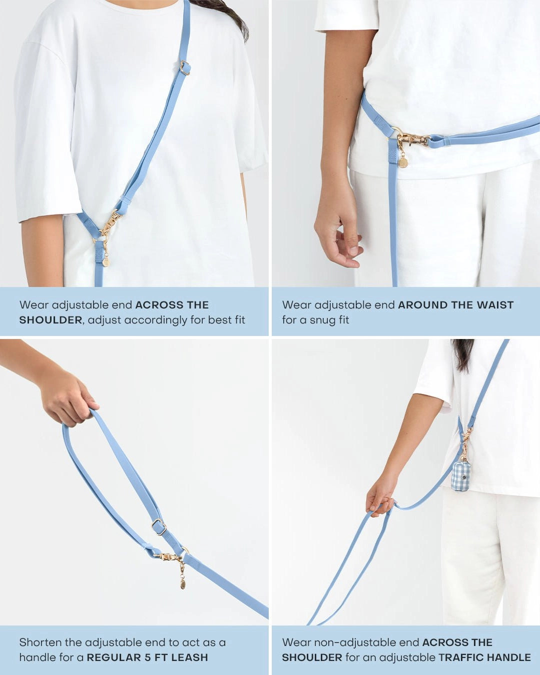 Laisse 4-en-1 mains libres waterproof - Marron