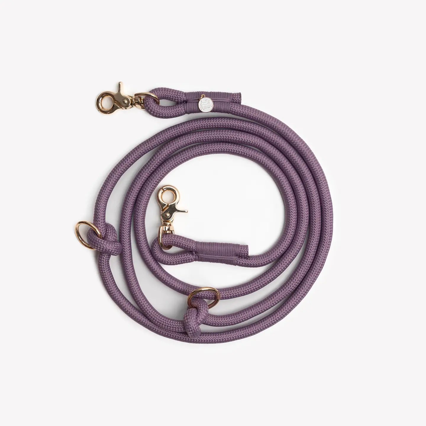 Laisse en corde tressée multi-positions - Lilas