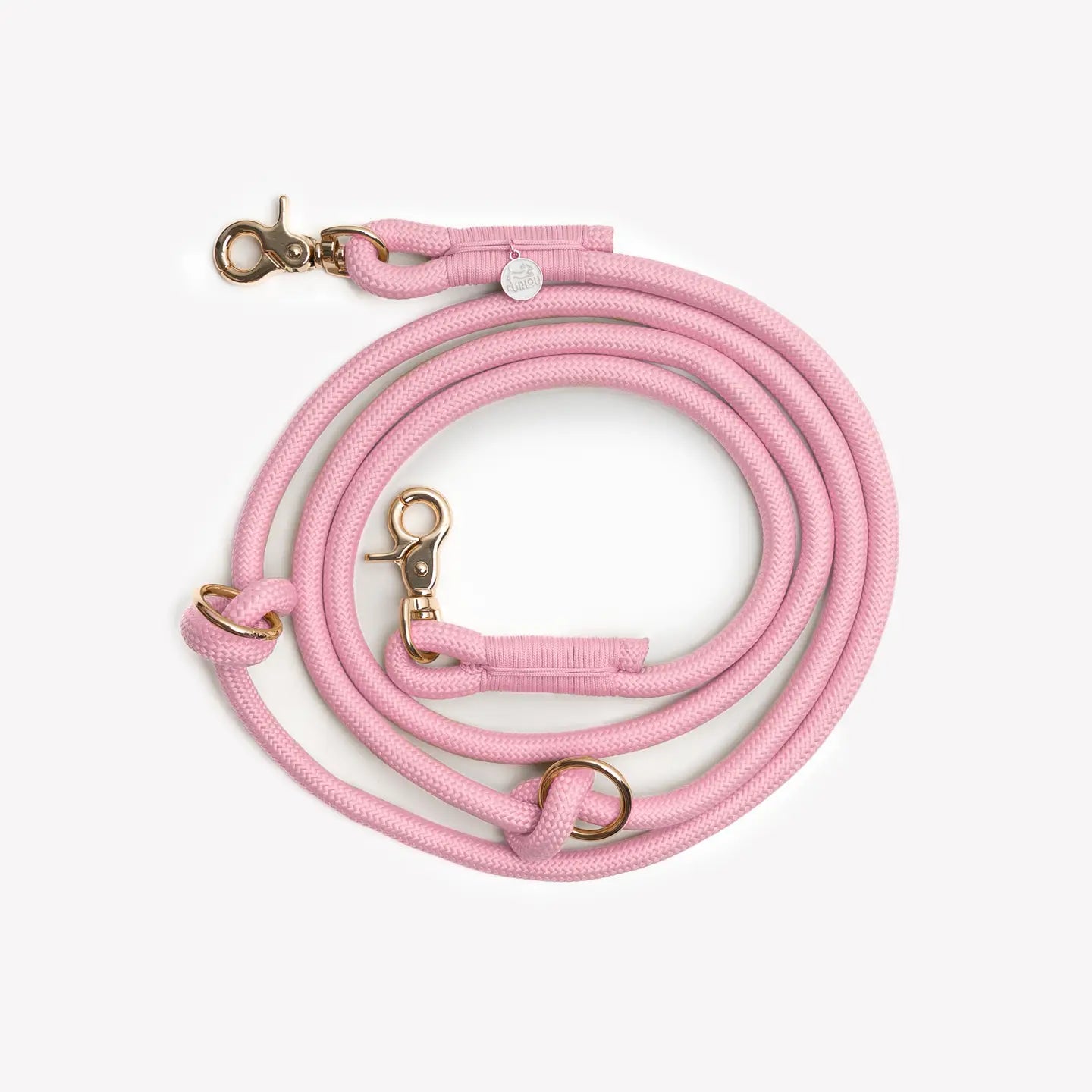 Laisse en corde tressée multi-positions - Rose