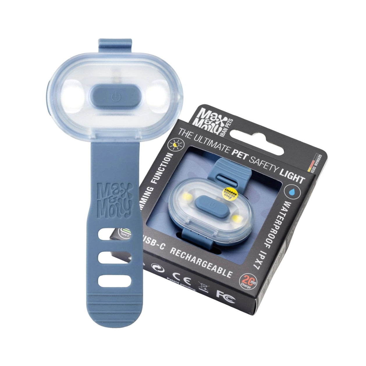 Lumière haute visibilité pour chien - Bleu