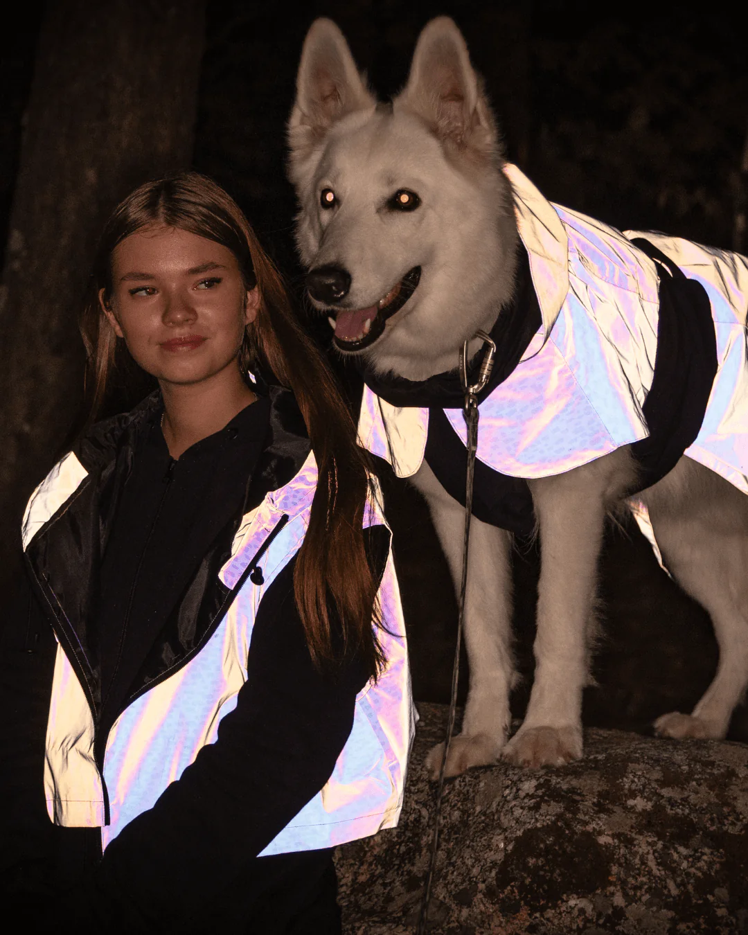 Imperméable réfléchissant pour chien - Noir et blanc tacheté