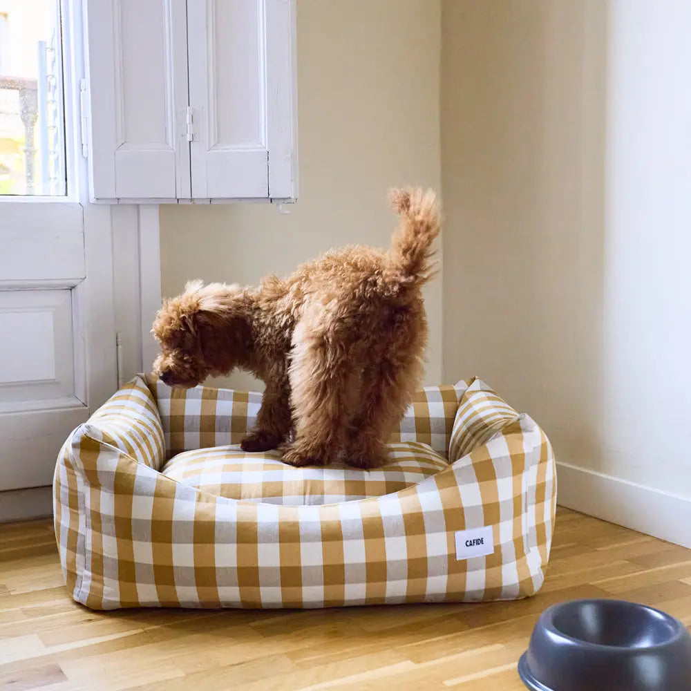 Canapé pour chien vichy - Moutarde