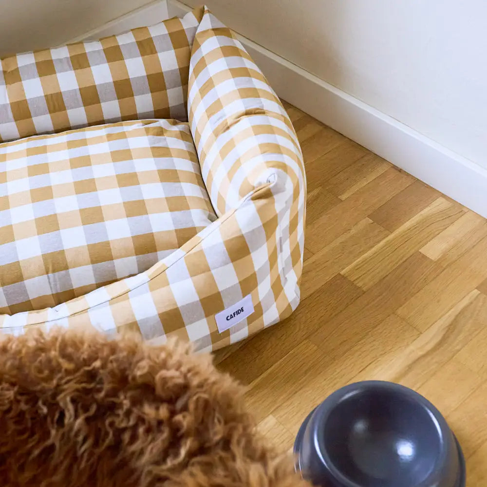 Canapé pour chien vichy - Moutarde