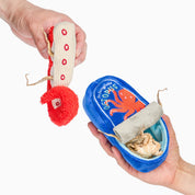 Boîte en peluche bleue et tentacules amovibles de la conserve Poulpe