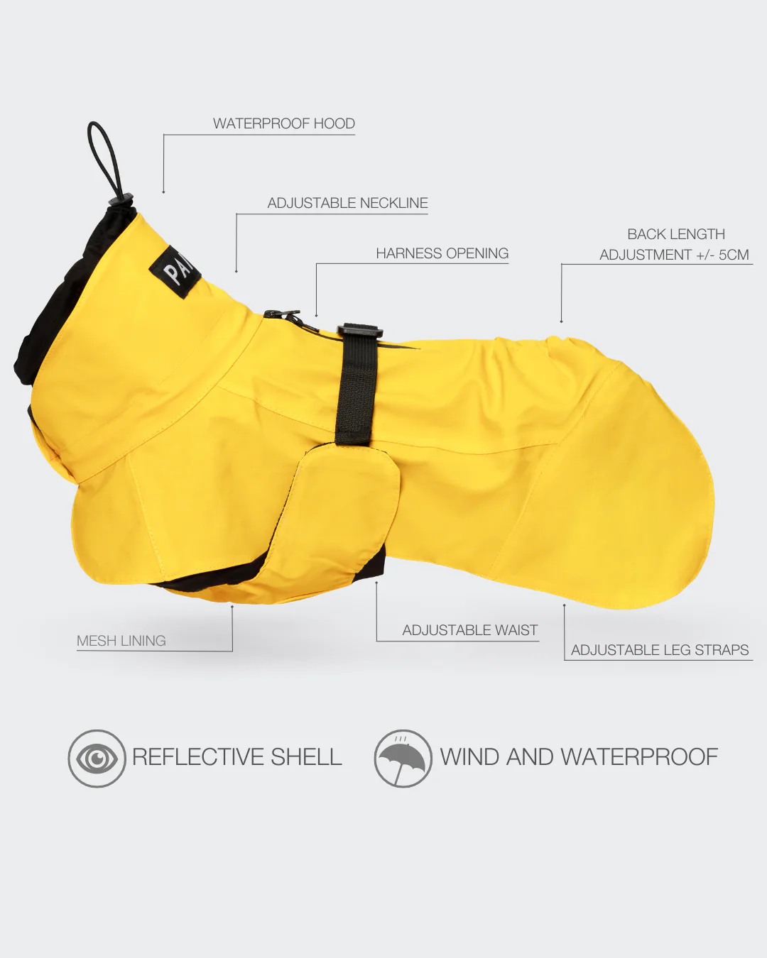 Imperméable réfléchissant pour chien - Jaune