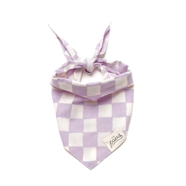 Collier Bandana pour chien - Carreaux Violets et Blancs