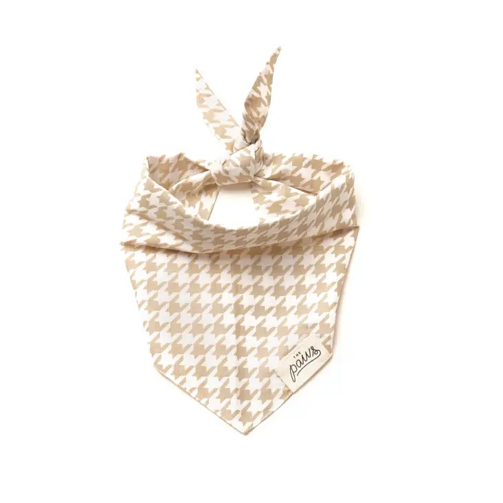 Bandana Collier pour chien - Pied-de-poule blanc et beige