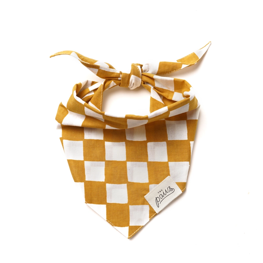 Bandana pour chien - Carreaux orange & blanc cassé