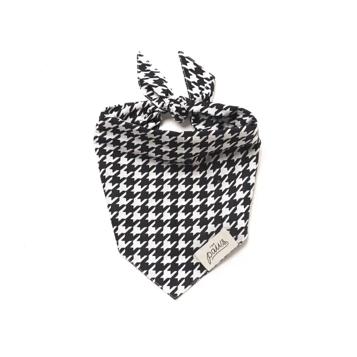 Collier Bandana pour chien - Motifs Pied de poule Noir et Blanc