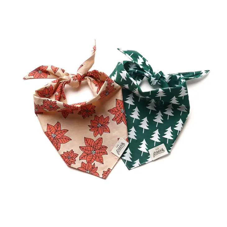 Bandana chien - Motif Sapin sur fond vert