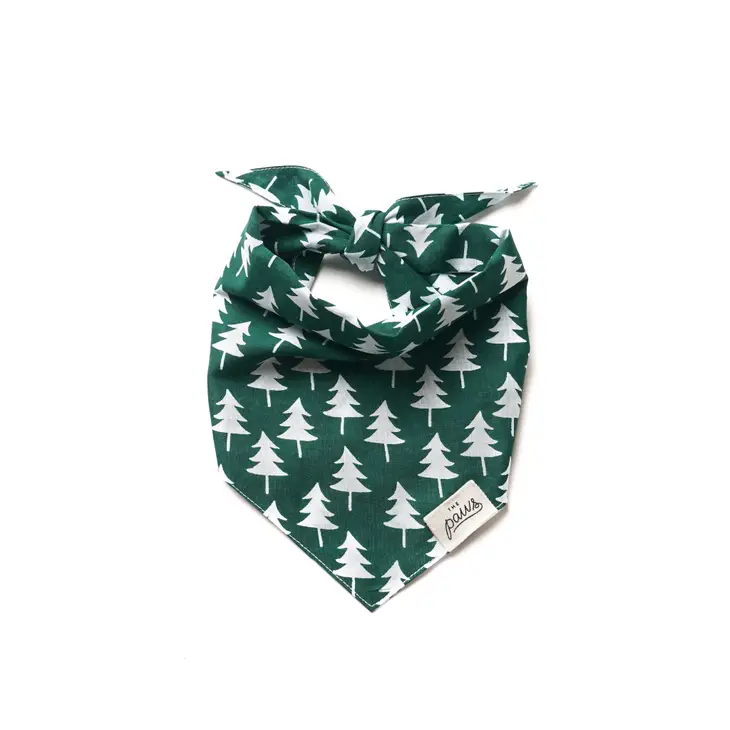 Collier Bandana pour chien - Motif Sapin sur fond vert