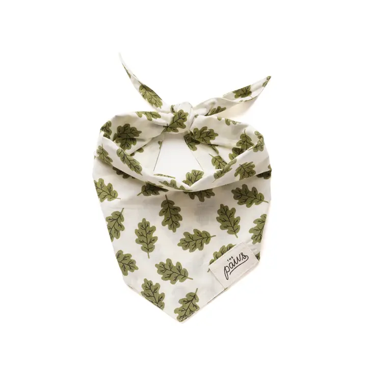 Bandana Collier pour chien - Feuilles d’arbres sur fond blanc