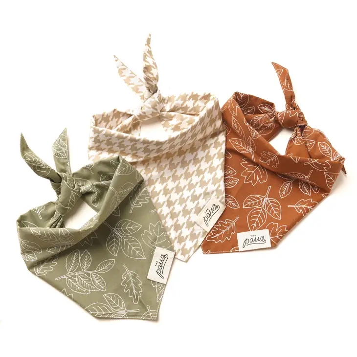 Collier Bandana pour chien - Feuilles d’automne - Orange et Blanc