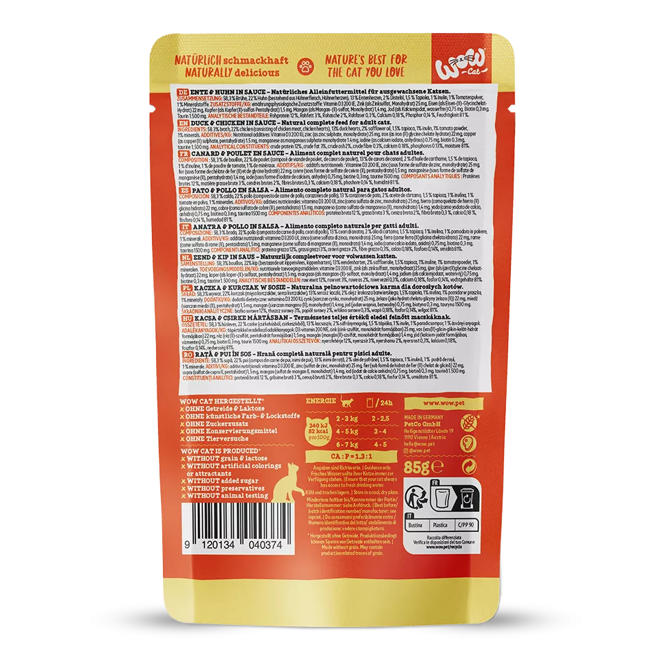 Canard et poulet - Nourriture en sauce pour chat