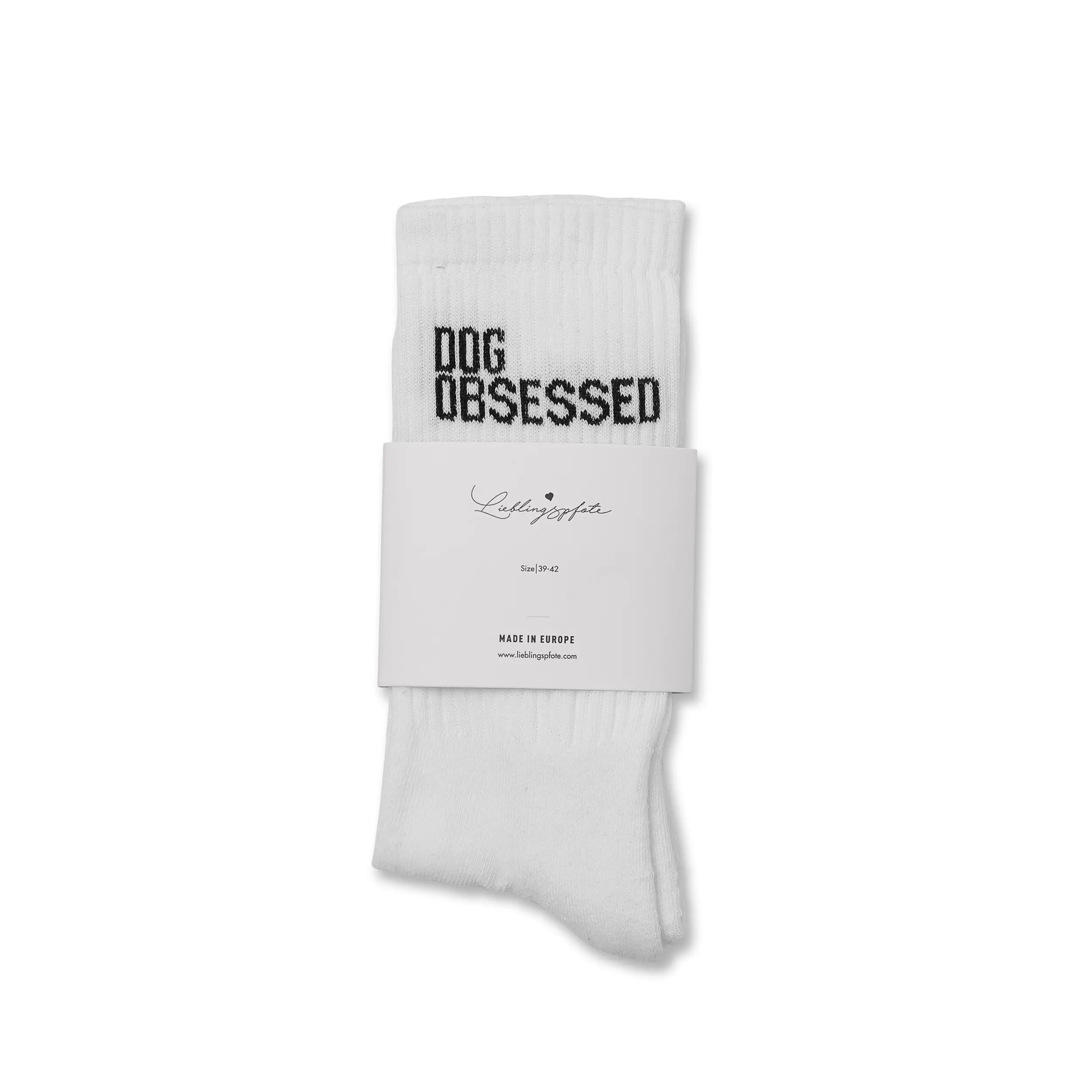 Chaussettes Dog Obsessed - Blanches-Chaussettes-Lieblingspfote-Muzon