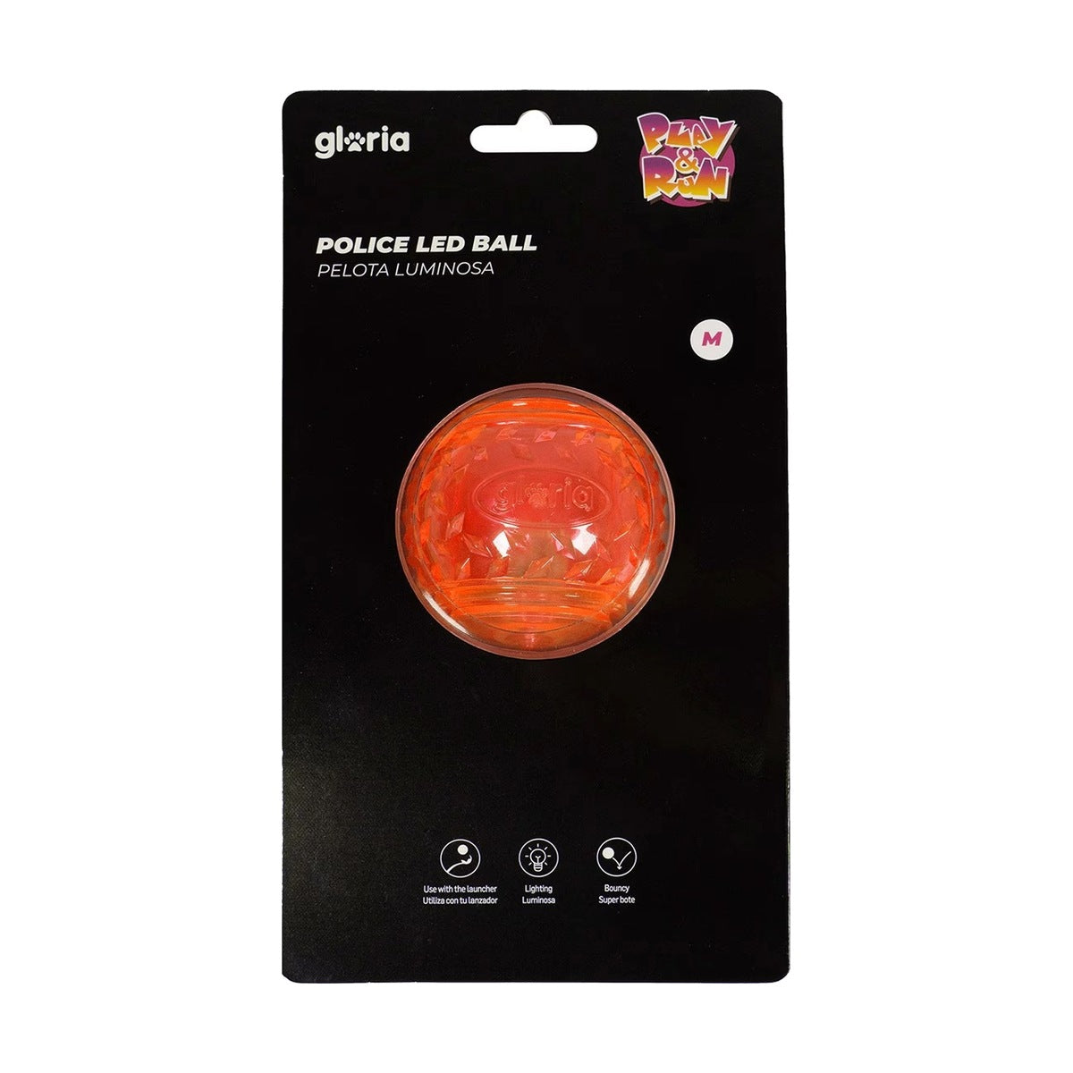 Balle lumineuse LED orange Gloria Police LED Ball dans son emballage