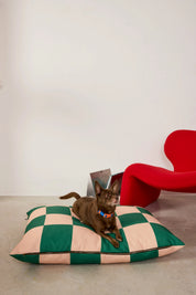 Hundebett kariert – Grün und Rosa