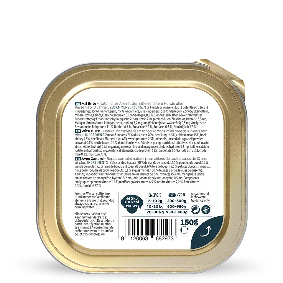 Pâté pour chien sénior - Canard