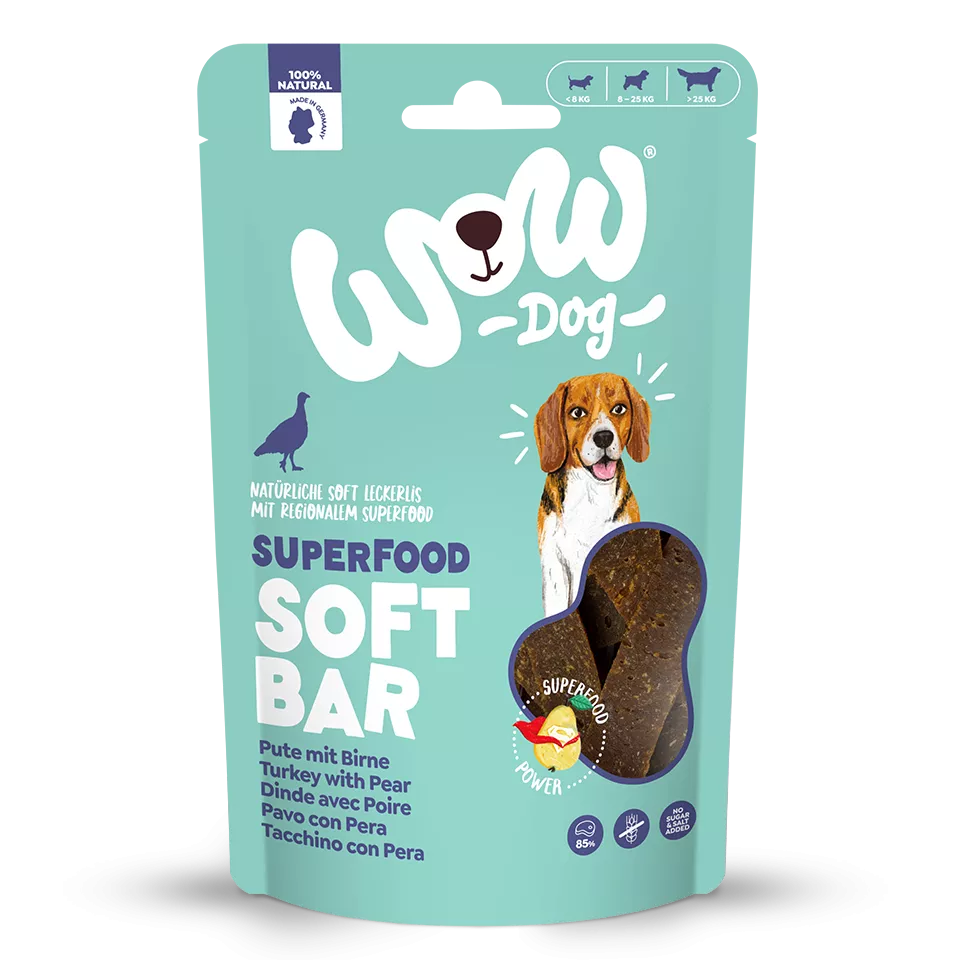 Paquet de friandises Wow Soft Bar dinde vu de face
